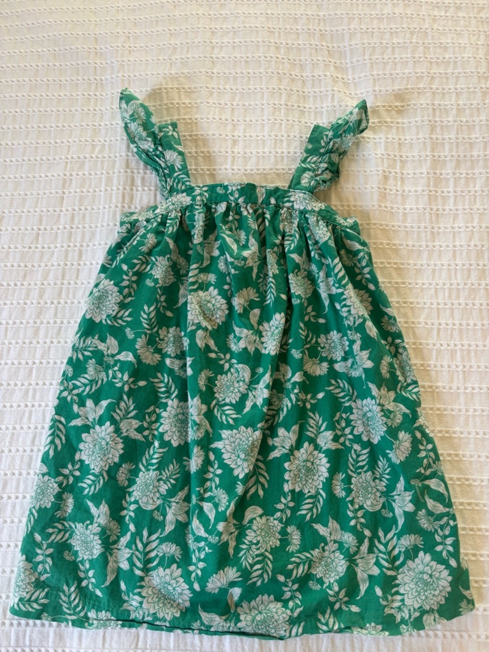Janie and Jack Adorable Green Floral Sundress with White Print Size 6 - Picture 2 of 5